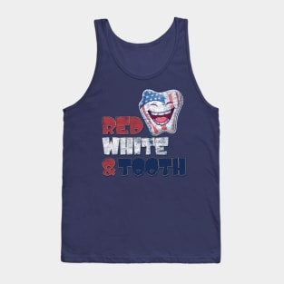 4th of July Dentist Red, White & Tooth Distressed Design Tank Top